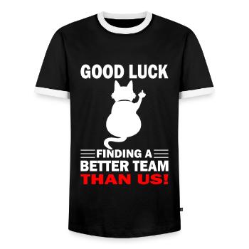 Bonne chance | Adieu - Changement d’emploi - T-shirt contrasté Homme - noir/blanc - Devant - AI Model Female 172 light (172cm) & AI Model Male 178 light (178cm)