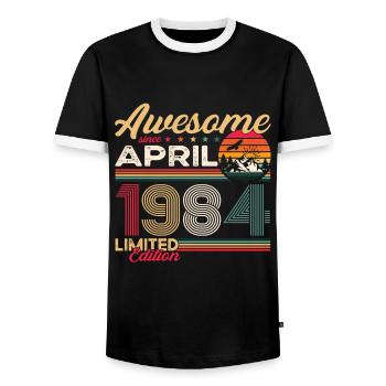 39e anniversaire homme April né en 1984 Génial - T-shirt contrasté Homme - noir/blanc - Devant - AI Model Female 172 light (172cm) & AI Model Male 178 light (178cm)