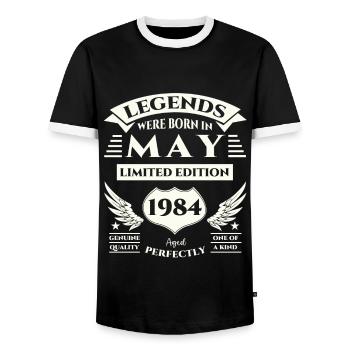 39ème Anniversaire Homme Légendaire Mai Vintage 1984 - T-shirt contrasté Homme - noir/blanc - Devant - AI Model Female 172 light (172cm) & AI Model Male 178 light (178cm)