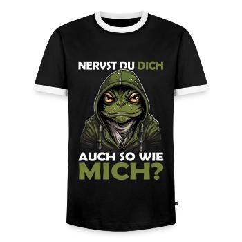 Guten Morgen - sarkastischer ironischer Bürohumor - Männer Kontrast-T-Shirt - Schwarz/Weiß - Vorne - AI Model Female 172 light (172cm) & AI Model Male 178 light (178cm)