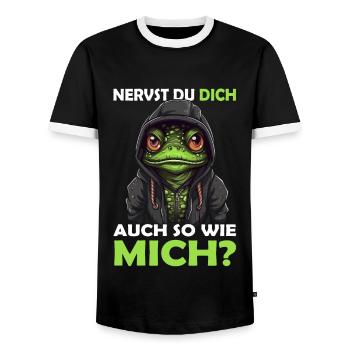 Guten Morgen - sarkastischer ironischer Bürohumor - Männer Kontrast-T-Shirt - Schwarz/Weiß - Vorne - AI Model Female 172 light (172cm) & AI Model Male 178 light (178cm)