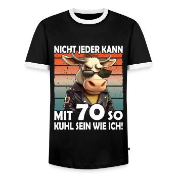 Nicht jeder kann mit 70 Jahren | 70. Geburtstag - Männer Kontrast-T-Shirt - Schwarz/Weiß - Vorne - AI Model Female 172 light (172cm) & AI Model Male 178 light (178cm)