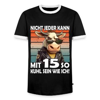 Nicht jeder kann mit 15 Jahren | 15. Geburtstag - Männer Kontrast-T-Shirt - Schwarz/Weiß - Vorne - AI Model Female 172 light (172cm) & AI Model Male 178 light (178cm)