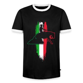Reining Horse & Western Rider Western Riding - T-shirt contrasté Homme - noir/blanc - Devant - AI Model Female 172 light (172cm) & AI Model Male 178 light (178cm)