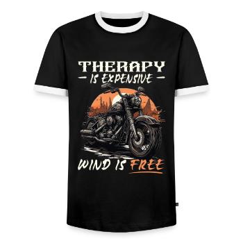 Motorcycle | Motorcyclists & Bikers Talk - Men's Ringer Shirt - black/white - Front - AI Model Female 172 light (172cm) & AI Model Male 178 light (178cm)