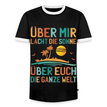 Über Mir Lacht Die Sonne Lustiger Sarkasmus Sommer - Männer Kontrast-T-Shirt - Schwarz/Weiß - Vorne - AI Model Female 172 light (172cm) & AI Model Male 178 light (178cm)