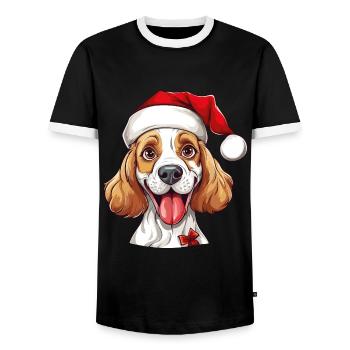 Hund Weihnachten Weihnachtshund Weihnachtsmütze - Männer Kontrast-T-Shirt - Schwarz/Weiß - Vorne - AI Model Female 172 light (172cm) & AI Model Male 178 light (178cm)