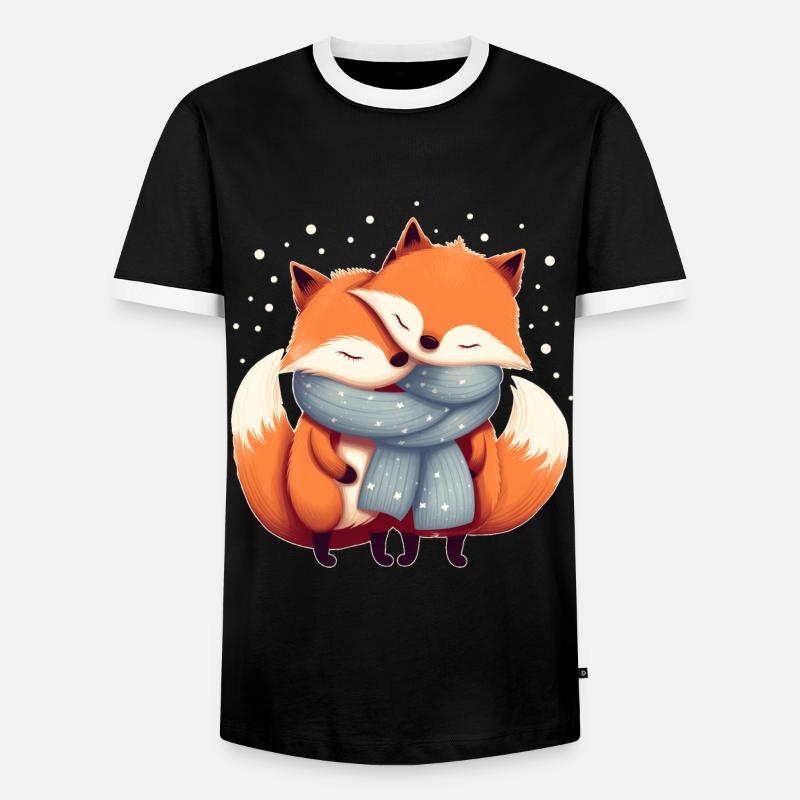 Fuchs Paar - Männer Kontrast-T-Shirt - Schwarz/Weiß