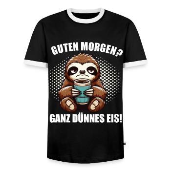 Guten Morgen Faultier Faultierliebhaber Sloth - Männer Kontrast-T-Shirt - Schwarz/Weiß - Vorne - AI Model Female 172 light (172cm) & AI Model Male 178 light (178cm)