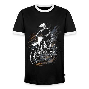 Dirtbike und Motorrad Motocross - Männer Kontrast-T-Shirt - Schwarz/Weiß - Vorne - AI Model Female 172 light (172cm) & AI Model Male 178 light (178cm)