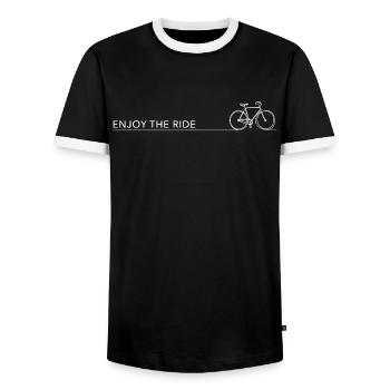 enjoy the ride fahrrad spruch radfahren radlos - Men's Ringer Shirt - black/white - Front - AI Model Female 172 light (172cm) & AI Model Male 178 light (178cm)