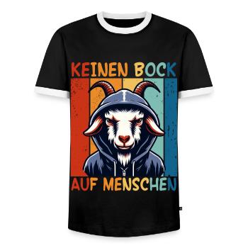 Schwarzer Humor Keinen Bock Auf Menschen Sarkasmus - Männer Kontrast-T-Shirt - Schwarz/Weiß - Vorne - AI Model Female 172 light (172cm) & AI Model Male 178 light (178cm)