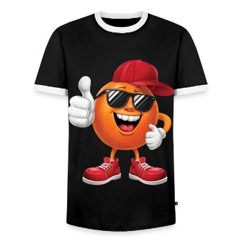 Orange - Männer Kontrast-T-Shirt - Schwarz/Weiß - Vorne - AI Model Female 172 light (172cm) & AI Model Male 178 light (178cm)