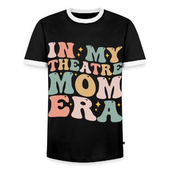 In meiner Theater-Mom-Ära Groovy Theatre Drama Mom - Männer Kontrast-T-Shirt - Schwarz/Weiß - Vorne - AI Model Female 172 light (172cm) & AI Model Male 178 light (178cm)
