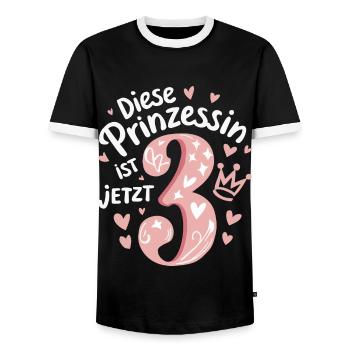 Birthday Gift 3 Years Children's Birthday - Men's Ringer Shirt - black/white - Front - AI Model Female 172 light (172cm) & AI Model Male 178 light (178cm)
