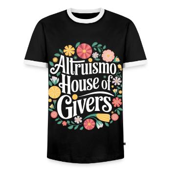 Altruismo Selbstloses Geben Gebende Schulgeist - Männer Kontrast-T-Shirt - Schwarz/Weiß - Vorne - AI Model Female 172 light (172cm) & AI Model Male 178 light (178cm)