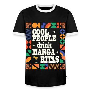 Les gens cool boivent des Margaritas - T-shirt contrasté Homme - noir/blanc - Devant - AI Model Female 172 light (172cm) & AI Model Male 178 light (178cm)