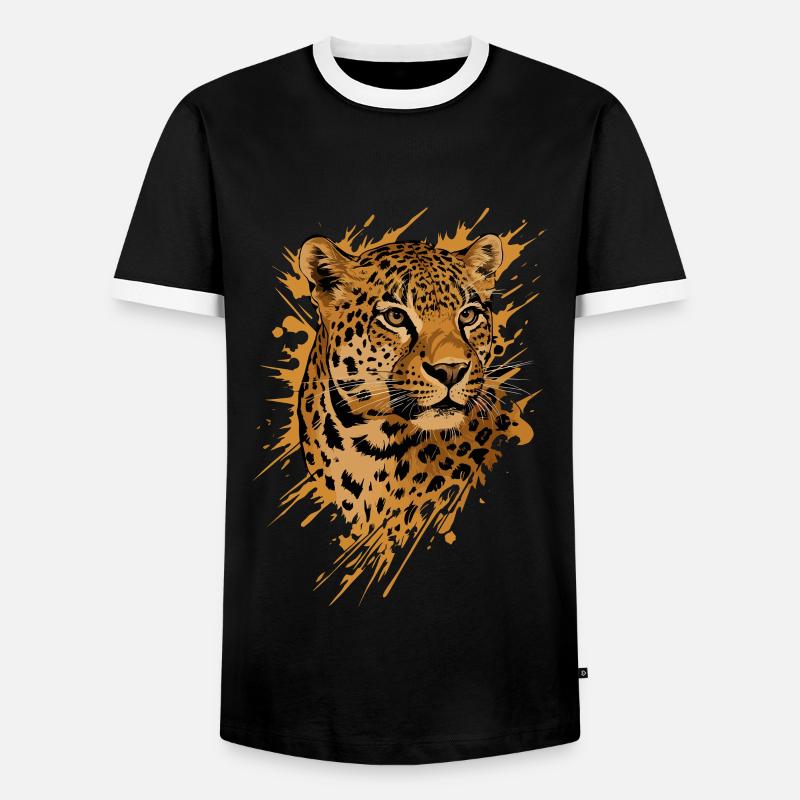 Leopard | Leopaden - Männer Kontrast-T-Shirt - Schwarz/Weiß
