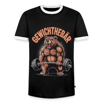 Gym Gewichthebär | Pumper | Fitness Bodybuilding - Männer Kontrast-T-Shirt - Schwarz/Weiß - Vorne - AI Model Female 172 light (172cm) & AI Model Male 178 light (178cm)