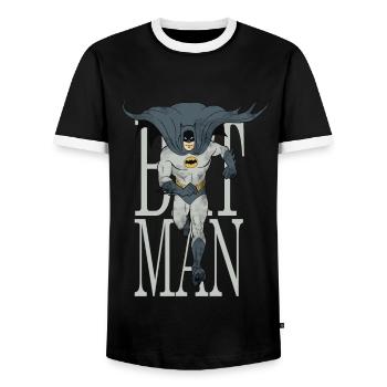Batman Runs Through the Night - Men's Ringer Shirt - black/white - Front - AI Model Female 172 light (172cm) & AI Model Male 178 light (178cm)