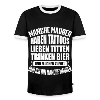 MANCHE MAURER.... - Männer Kontrast-T-Shirt - Schwarz/Weiß - Vorne - AI Model Female 172 light (172cm) & AI Model Male 178 light (178cm)