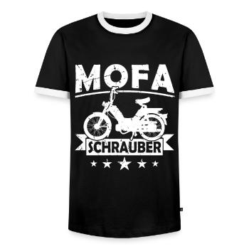 Mofa Schrauber Moped Mofafahrer Zweitakter Tüftler - Männer Kontrast-T-Shirt - Schwarz/Weiß - Vorne - AI Model Female 172 light (172cm) & AI Model Male 178 light (178cm)