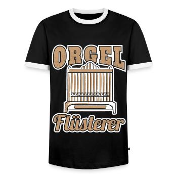 Orgel Flüsterer Orgelspieler Organist Kirchenorgel - Männer Kontrast-T-Shirt - Schwarz/Weiß - Vorne - AI Model Female 172 light (172cm) & AI Model Male 178 light (178cm)