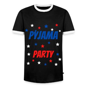 PYJAMA PARTY BLEU BLANC ROUGE ÉTOILES - T-shirt contrasté Homme - noir/blanc - Devant - AI Model Female 172 light (172cm) & AI Model Male 178 light (178cm)