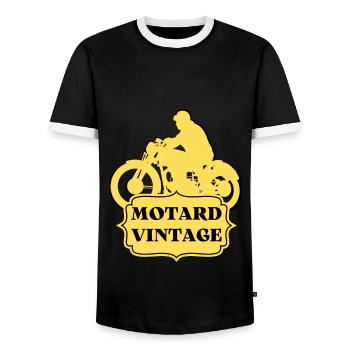MOTARD VINTAGE - T-shirt contrasté Homme - noir/blanc - Devant - AI Model Female 172 light (172cm) & AI Model Male 178 light (178cm)
