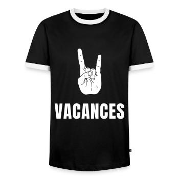 Les vacances c'est cool - Signe Surfeur Shaka - T-shirt contrasté Homme - noir/blanc - Devant - AI Model Female 172 light (172cm) & AI Model Male 178 light (178cm)