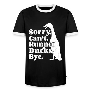 Laufenten Laufente Laufentenzucht Laufentenspruch - T-shirt contrasté Homme - noir/blanc - Devant - AI Model Female 172 light (172cm) & AI Model Male 178 light (178cm)