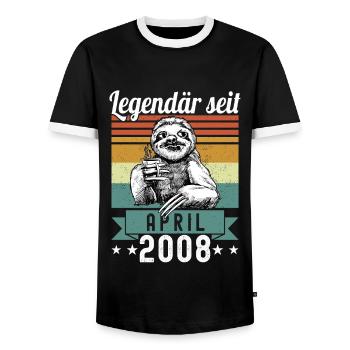 Faultier Legendär seit April 2008 Geburtstag - Männer Kontrast-T-Shirt - Schwarz/Weiß - Vorne - AI Model Female 172 light (172cm) & AI Model Male 178 light (178cm)
