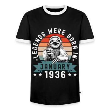 Legends Were Born In Januar 1936 Faultier Sloth - Männer Kontrast-T-Shirt - Schwarz/Weiß - Vorne - AI Model Female 172 light (172cm) & AI Model Male 178 light (178cm)