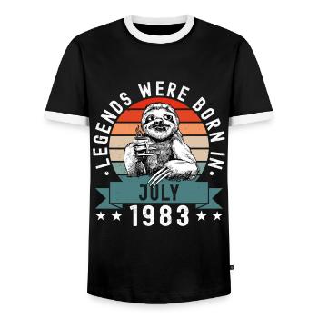 Legends Were Born In July 1983 Sloth Sloth - Men's Ringer Shirt - black/white - Front - AI Model Female 172 light (172cm) & AI Model Male 178 light (178cm)