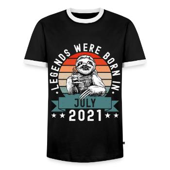 Legends Were Born In July 2021 Sloth Sloth - Men's Ringer Shirt - black/white - Front - AI Model Female 172 light (172cm) & AI Model Male 178 light (178cm)