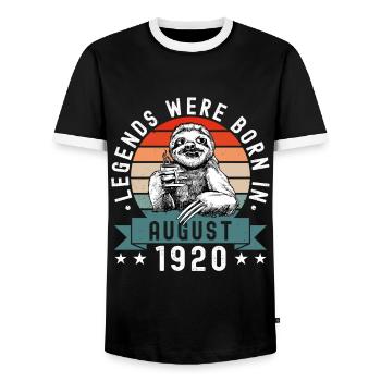 Des légendes sont nées en août 1920 Paresseux fautif - T-shirt contrasté Homme - noir/blanc - Devant - AI Model Female 172 light (172cm) & AI Model Male 178 light (178cm)