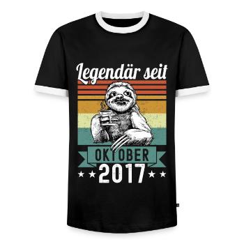 Faultier Legendär seit Oktober 2017 Geburtstag - Männer Kontrast-T-Shirt - Schwarz/Weiß - Vorne - AI Model Female 172 light (172cm) & AI Model Male 178 light (178cm)
