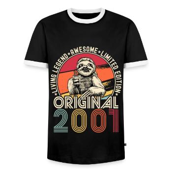 2001 Birthday vintage vintage sloth gift - Men's Ringer Shirt - black/white - Front - AI Model Female 172 light (172cm) & AI Model Male 178 light (178cm)