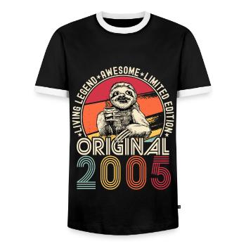 2005 Birthday vintage vintage sloth gift - Men's Ringer Shirt - black/white - Front - AI Model Female 172 light (172cm) & AI Model Male 178 light (178cm)