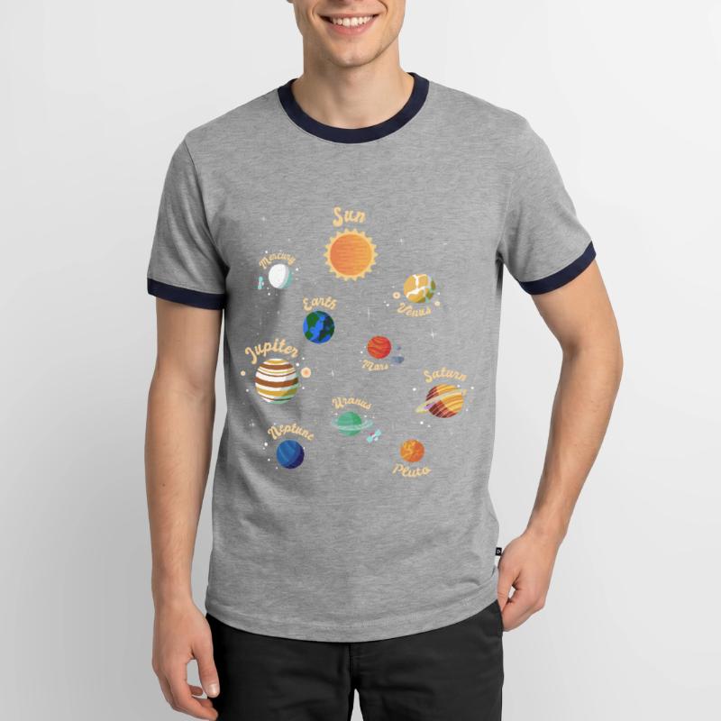 Solar System Planets Knowledge Outer Space for Kid Men's Ringer Shirt