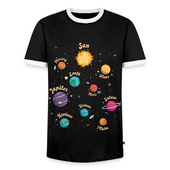 Connaissances spatiales sur les planètes du système solaire pour les enfants - T-shirt contrasté Homme - noir/blanc - Devant - AI Model Female 172 light (172cm) & AI Model Male 178 light (178cm)
