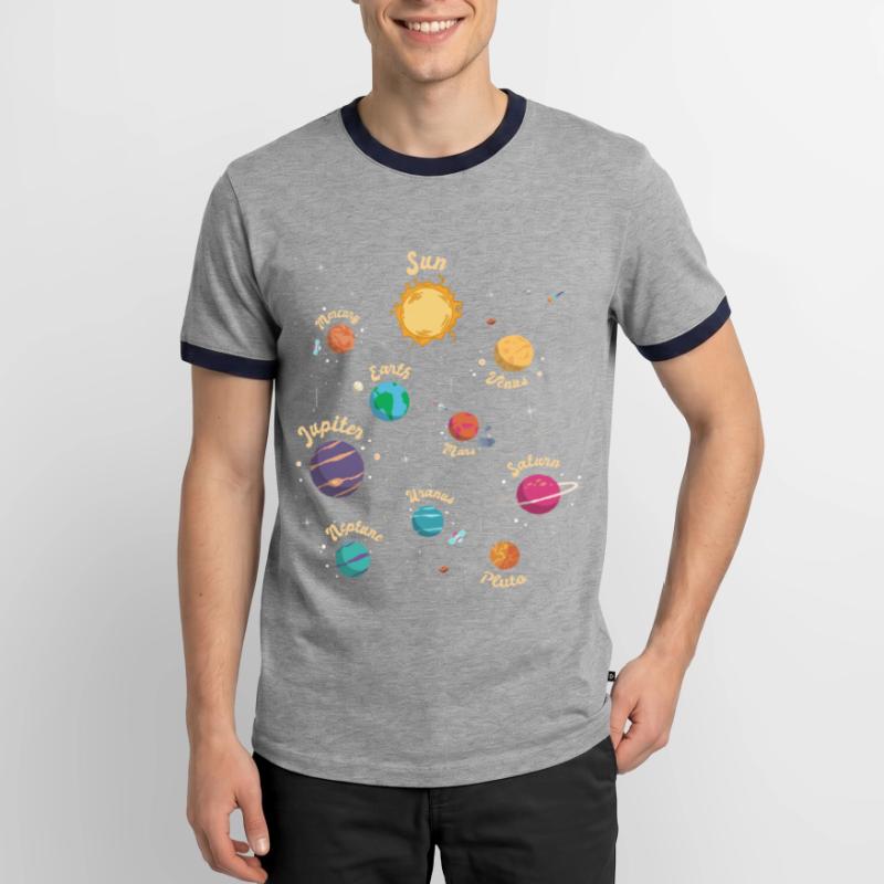 Solar System Planets Knowledge Outer Space for Kid Men's Ringer Shirt