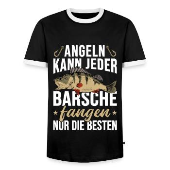 Angeln Kann Jeder Barsche Fangen Nur die Besten - Männer Kontrast-T-Shirt - Schwarz/Weiß - Vorne - AI Model Female 172 light (172cm) & AI Model Male 178 light (178cm)