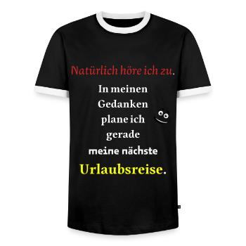 Urlaubsreise cooler Spruch - Männer Kontrast-T-Shirt - Schwarz/Weiß - Vorne - AI Model Female 172 light (172cm) & AI Model Male 178 light (178cm)