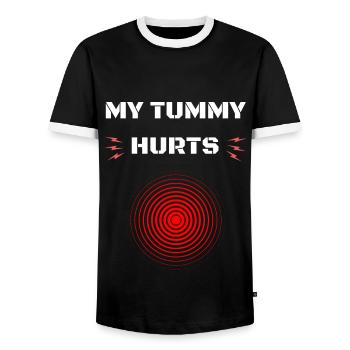 Mein Bauch tut weh Chronische Schmerzen Magen - Männer Kontrast-T-Shirt - Schwarz/Weiß - Vorne - AI Model Female 172 light (172cm) & AI Model Male 178 light (178cm)
