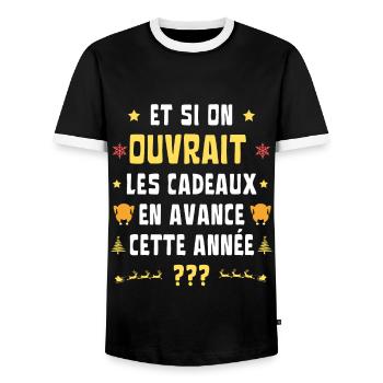 Inflation Ouvrir les Cadeaux en Avance - T-shirt contrasté Homme - noir/blanc - Devant - AI Model Female 172 light (172cm) & AI Model Male 178 light (178cm)