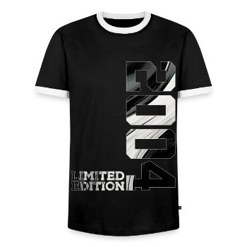 LIMITED EDITION 2004 22ND BIRTHDAY - Men's Ringer Shirt - black/white - Front - AI Model Female 172 light (172cm) & AI Model Male 178 light (178cm)