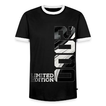 LIMITED EDITION 2000 26TH BIRTHDAY - Men's Ringer Shirt - black/white - Front - AI Model Female 172 light (172cm) & AI Model Male 178 light (178cm)