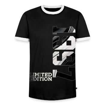 LIMITED EDITION 1997 29TH BIRTHDAY - Men's Ringer Shirt - black/white - Front - AI Model Female 172 light (172cm) & AI Model Male 178 light (178cm)
