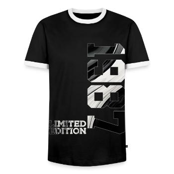 LIMITED EDITION 1987 39TH BIRTHDAY - Men's Ringer Shirt - black/white - Front - AI Model Female 172 light (172cm) & AI Model Male 178 light (178cm)